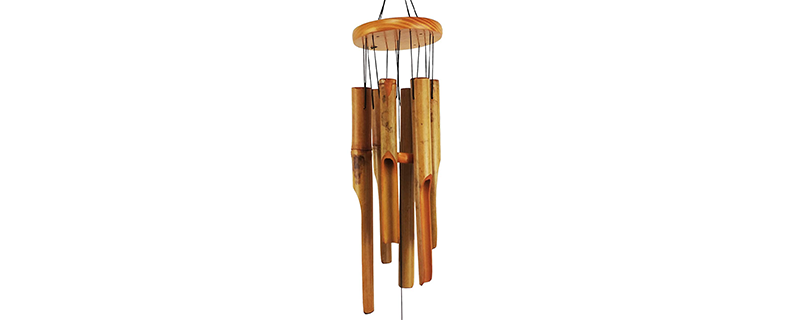 Nalulu Piney Bamboo Wind Chimes Handcrafted with Calming Deep Tones Tropical Design with Coconut Crown Outdoor Wood Wooden Windchimes Ideal Home Decor or Gift for Any Occasion 